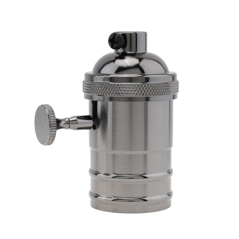 RTNLIT Black Lamp Socket, Vintage Edison E26/E27 Bulb Light Socket with On/Off Knob Switch - Image 1